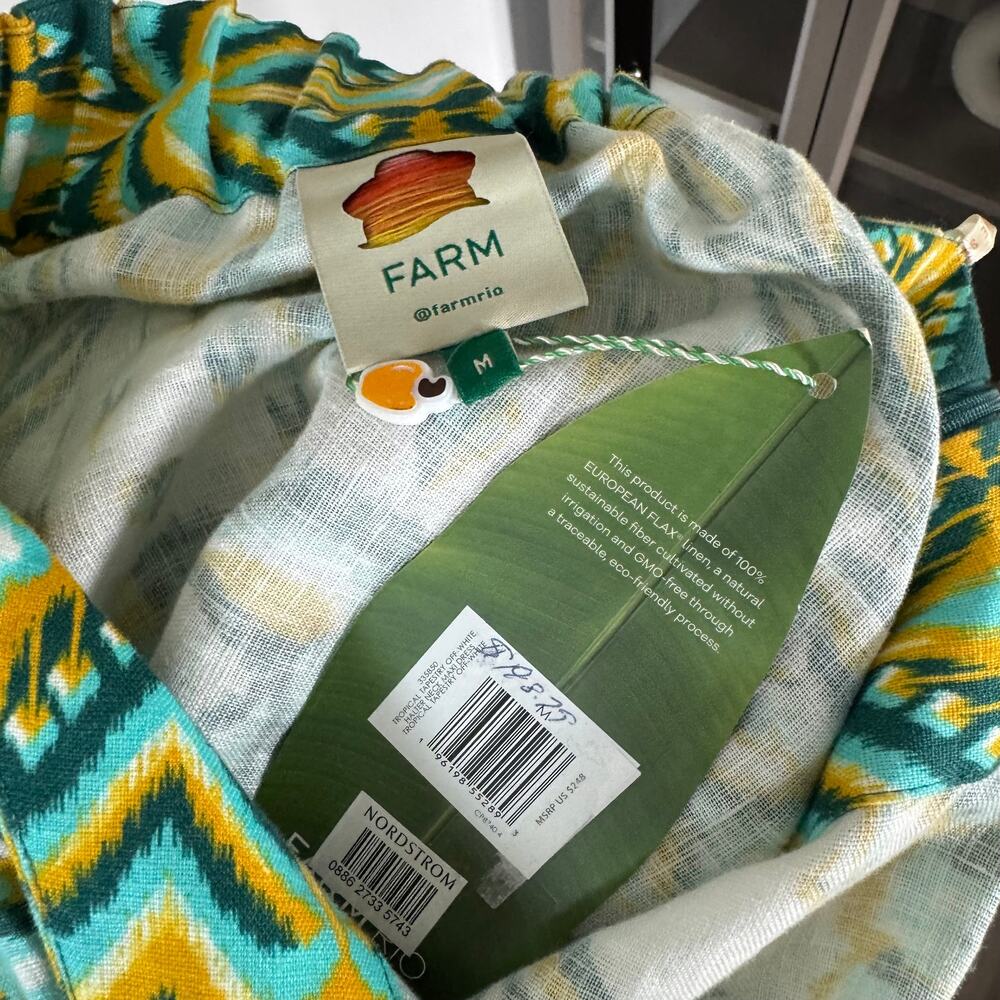 FARM RIO Tropical Tapestry Halter Neck Maxi Dress Medium NEW Green Yellow Print - Picture 6 of 7